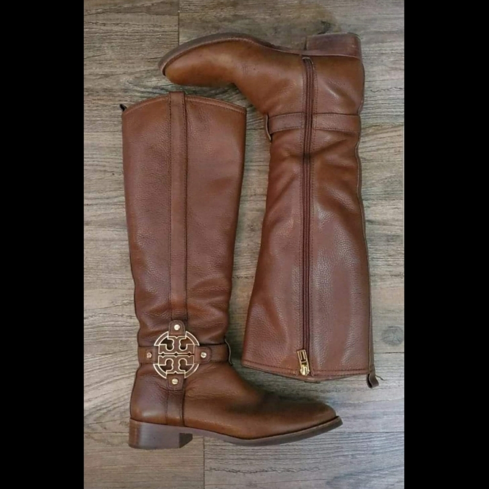 Tory Burch Amanda Brown Leather Tall Equestrian